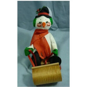 Annalee Dolls 7" Snowman on Toboggan 1993 7508 Winter Rare